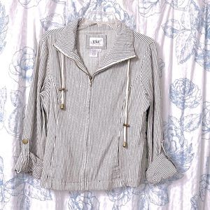 Women’s Live a Little black and white striped zip up jacket